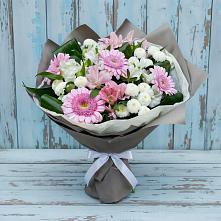 Букет цветов из:  Герберы, Альстромерии и Хризантемы в Лайково