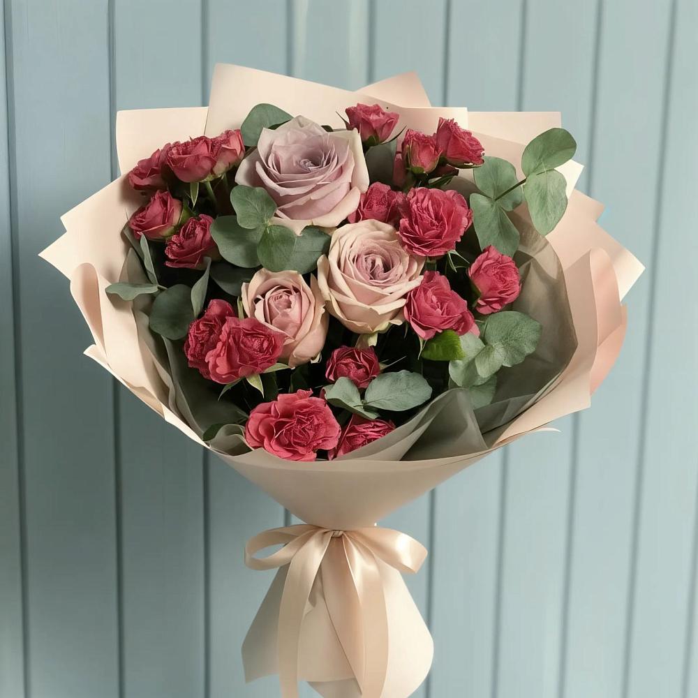 Букет цветов из: Гвоздики и Розы в Лайково