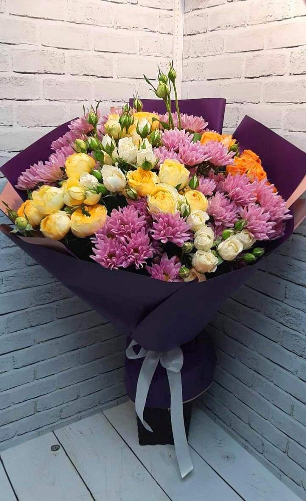 Букет цветов из: Хризантемы и Розы в Лайково
