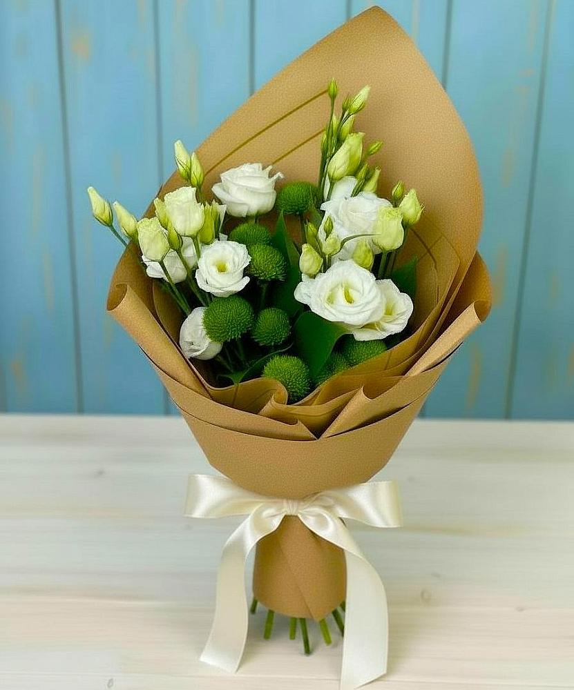 Букет цветов из: Хризантемы и Лизиантусы в Лайково