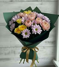 Букет цветов из:  Хризантемы и Розы в Лайково