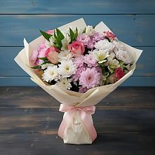 Букет цветов из:  Хризантемы, Альстромерии и Розы в Лайково