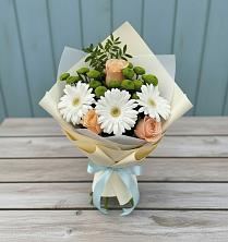 Букет цветов из:  Герберы, Розы и Хризантемы в Лайково