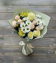 Букет цветов из:  Альстромерии, Розы и Хризантемы в Лайково