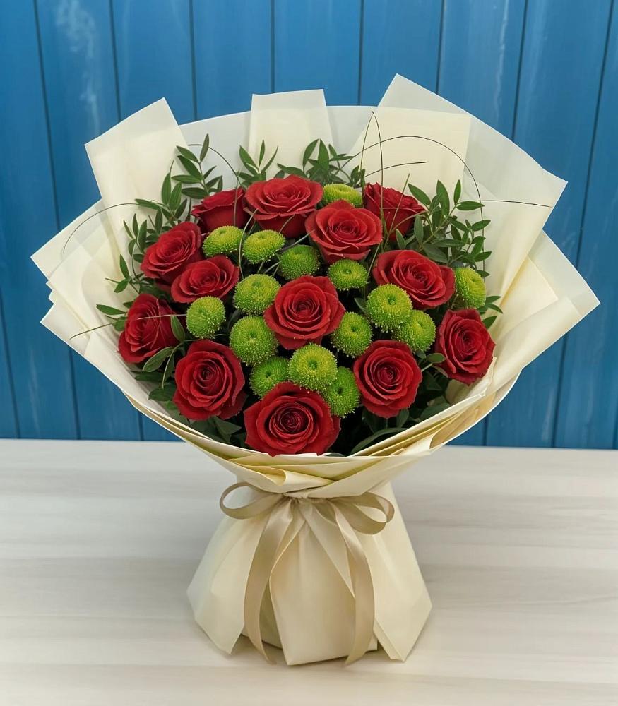 Букет цветов из: Розы и Хризантемы в Лайково